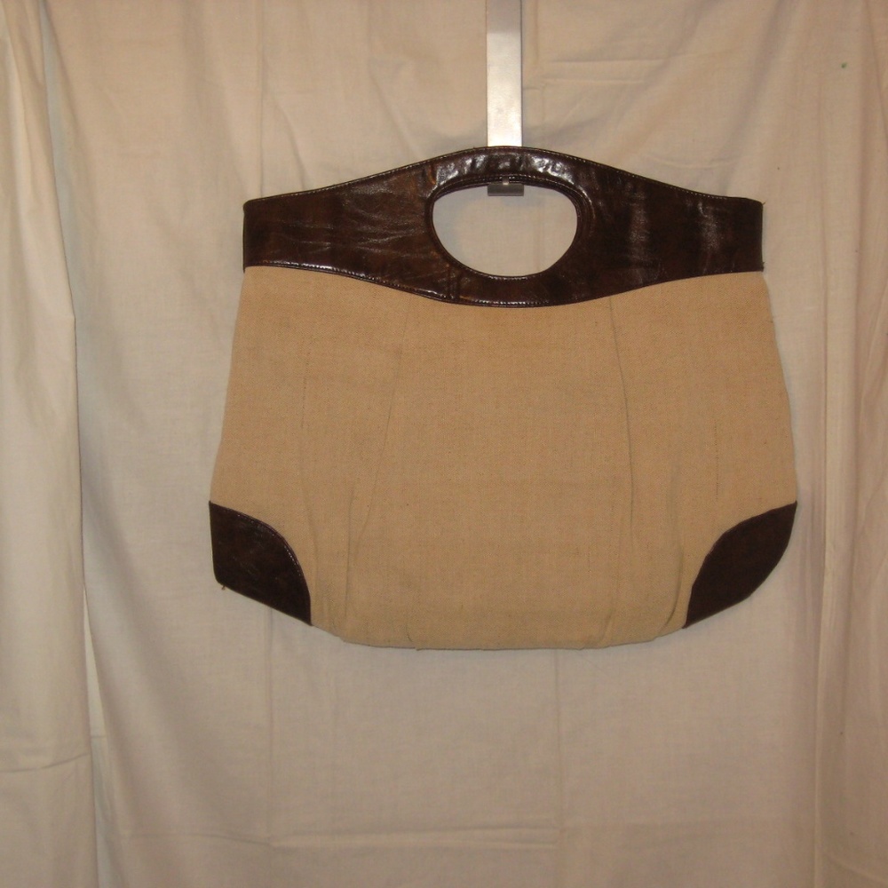 Large Leather & Canvas Poppie Jones Tote Bag